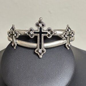 Montana Silversmiths Black Triple Cross Cuff Bracelet Rhinestone Jewelry​